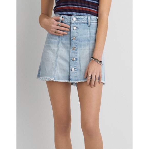 plus size button front denim skirt